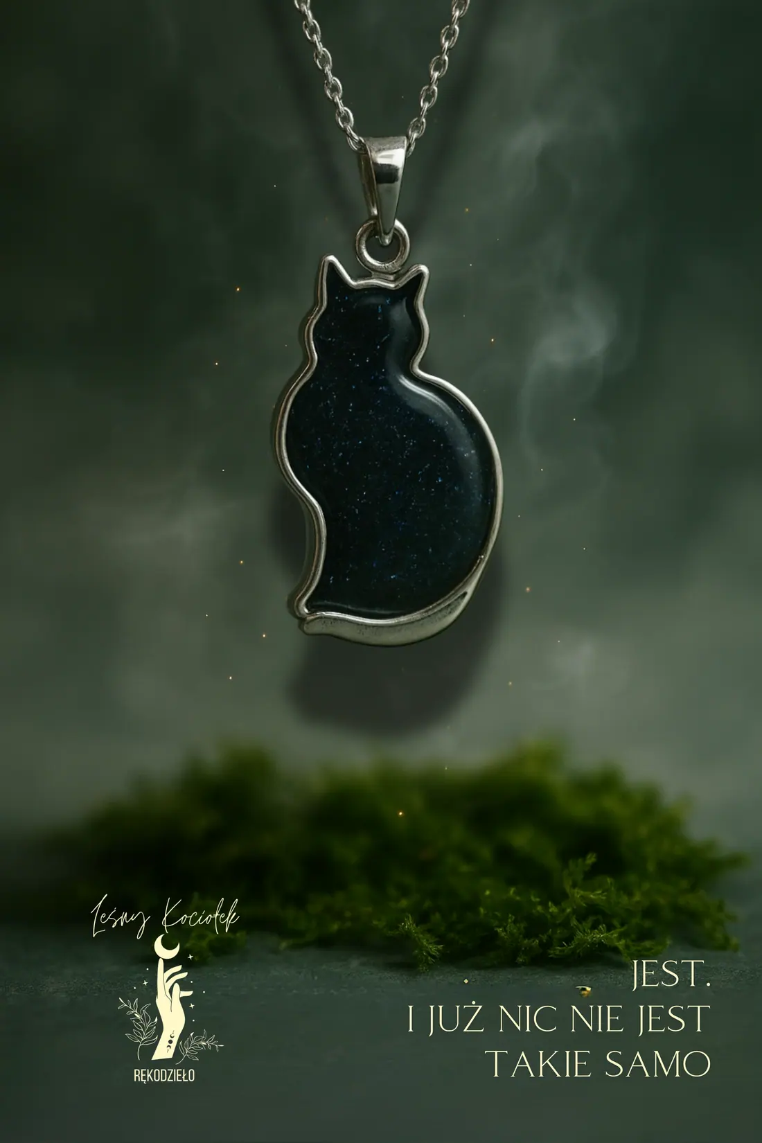 Kociotek brand visual with cat-shaped jewelry pendant