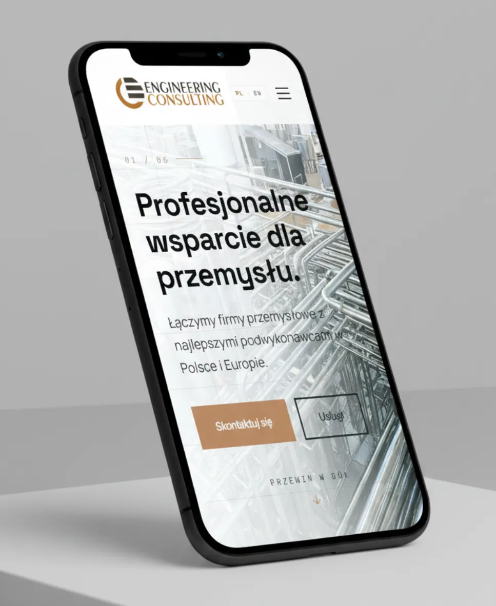 Engineering Consulting, widok mobilny finalnej strony