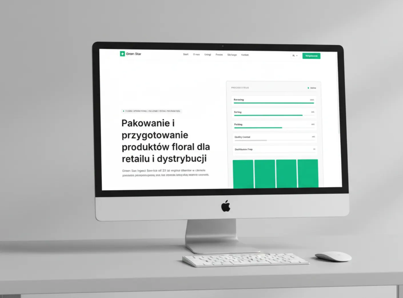 Green Star, wcześniejszy układ strony z komunikatem o pakowaniu i przygotowaniu produktów floral