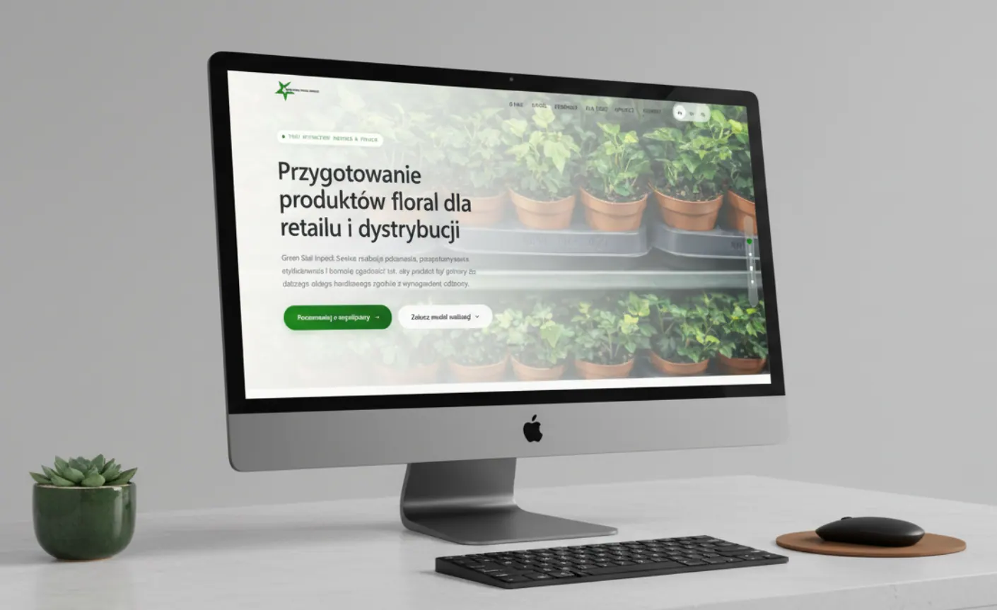 Green Star, finalny widok strony z komunikacją przygotowania produktów floral dla retailu i dystrybucji