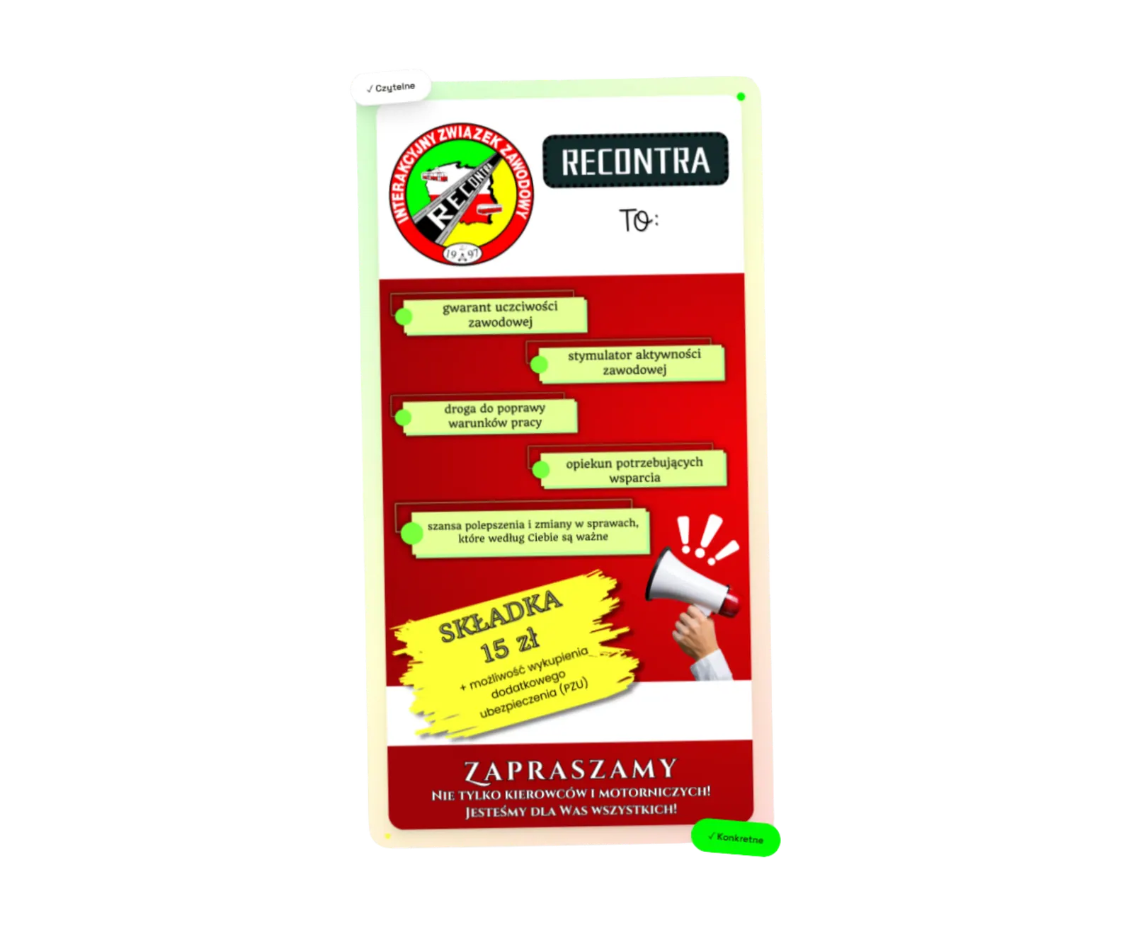 RECONTRA, grafika komunikacyjna pokazująca system treści