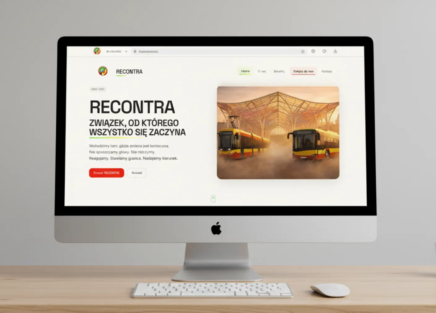 RECONTRA, finalny widok strony jako rezultat projektu